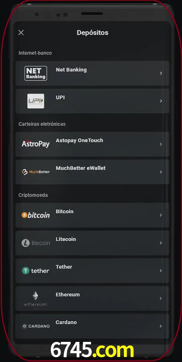 Você pode usar métodos alternativos de depósito.